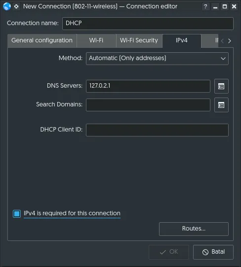 Network Manager configuration for DHCP address