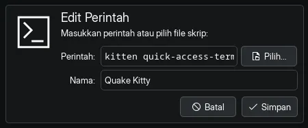 KDE Plasma "New Script" dialog